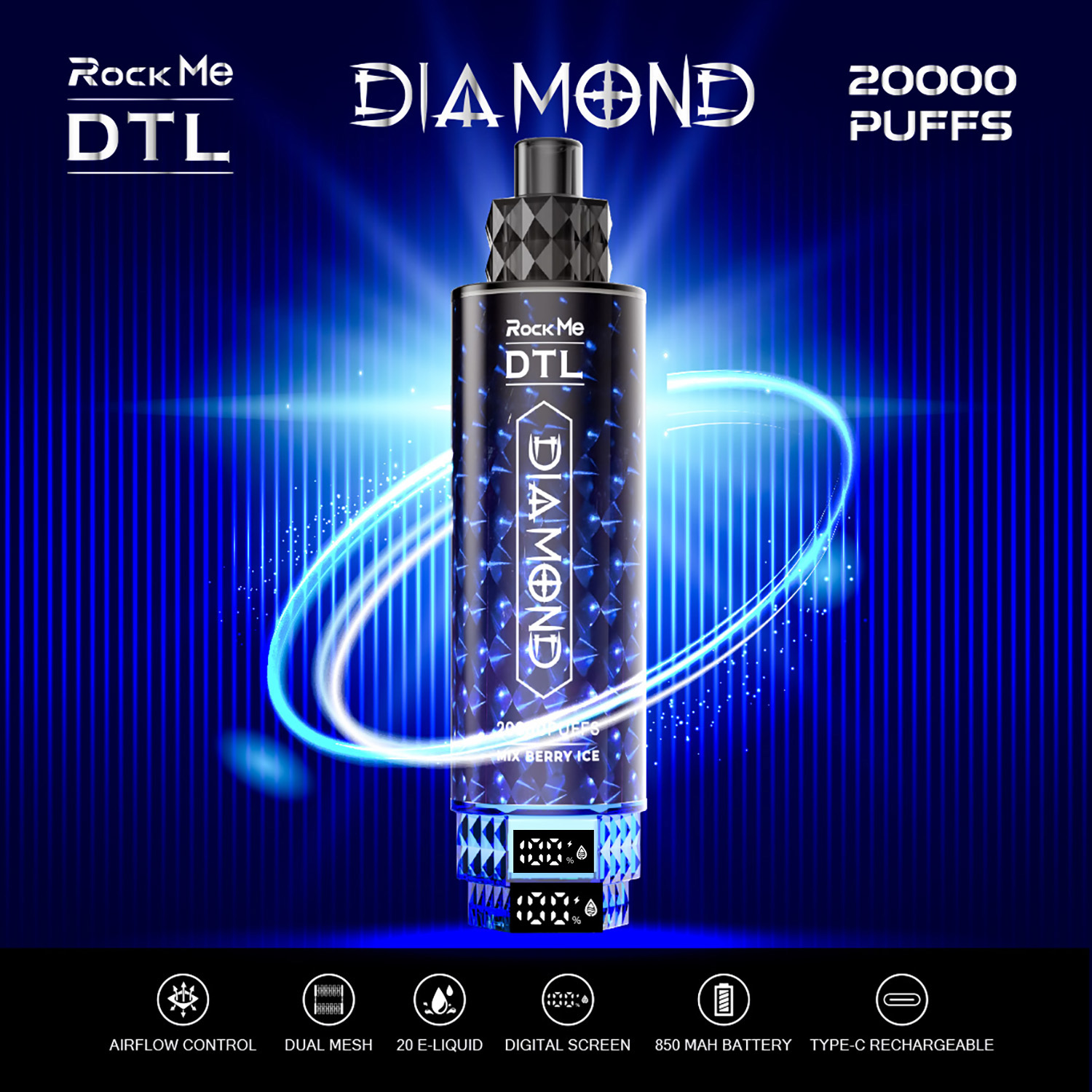 Dark blue lighting effect background for cosmetic product ads with 3d packaging illustration